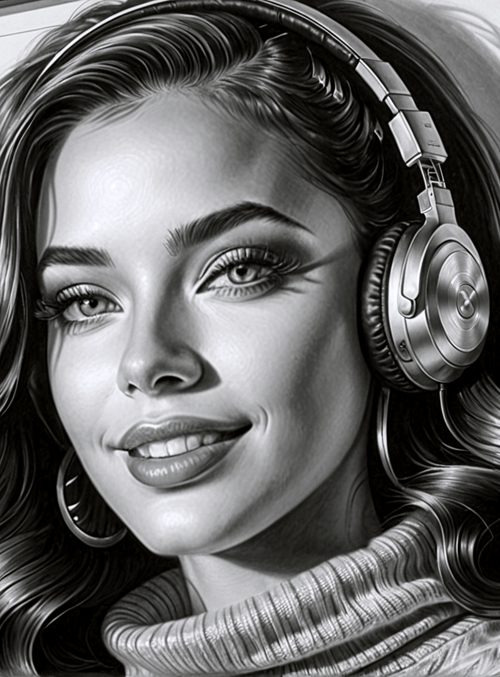 woman, headphones, vinyl records, audio equipment, hair