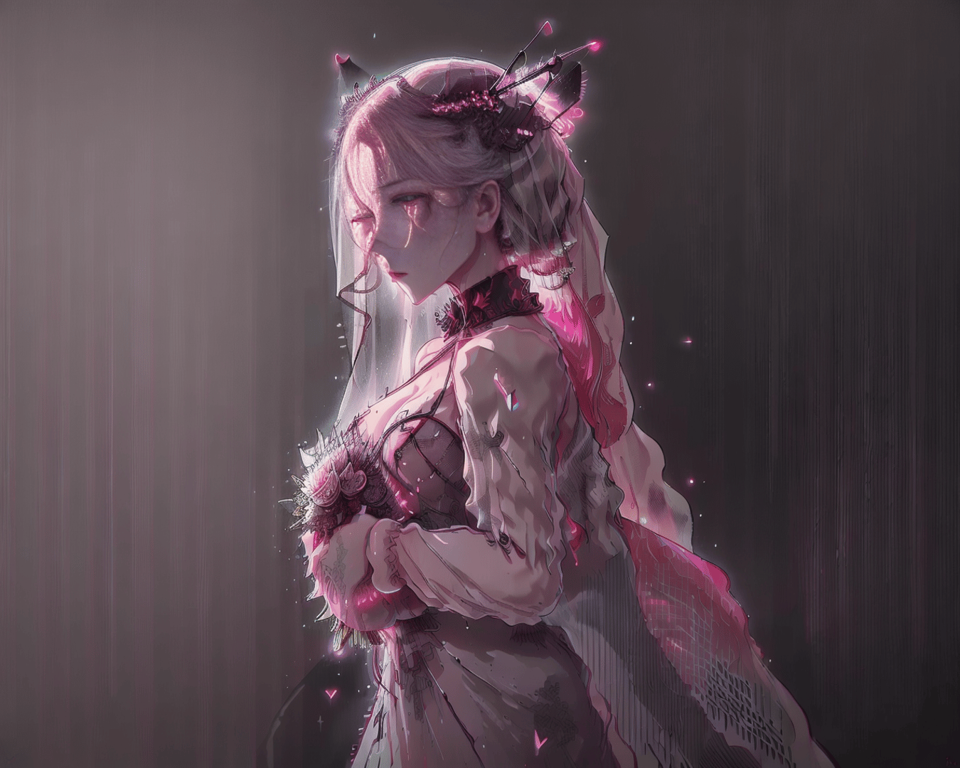 AI generated wallpaper featuring woman, bride, angel