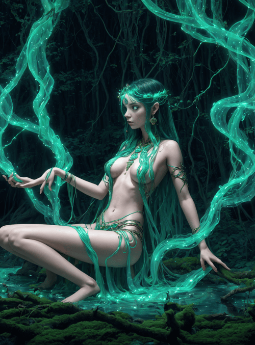 forest spirit, nature deity, enchanted woman