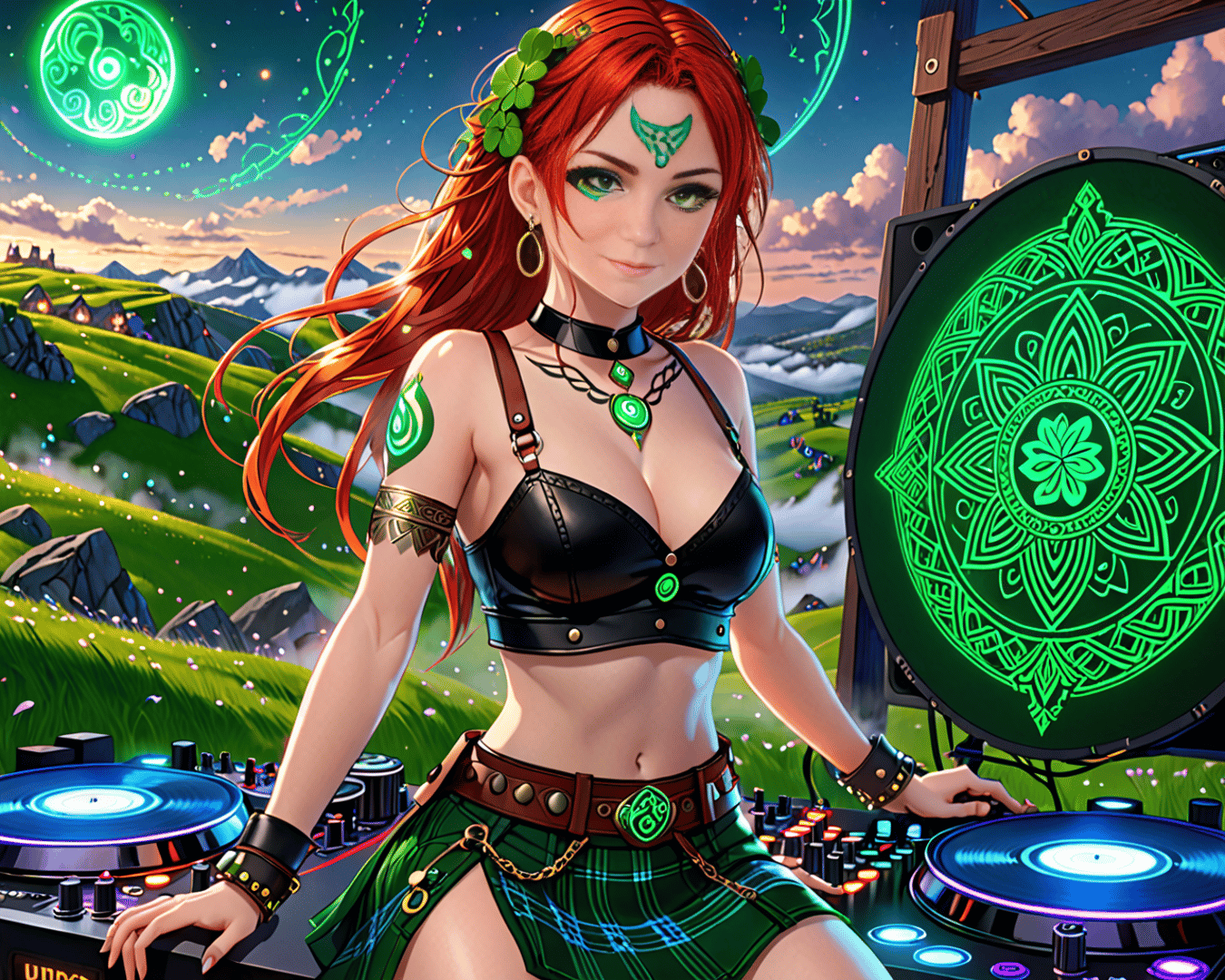 AI generated wallpaper featuring dj, woman, music