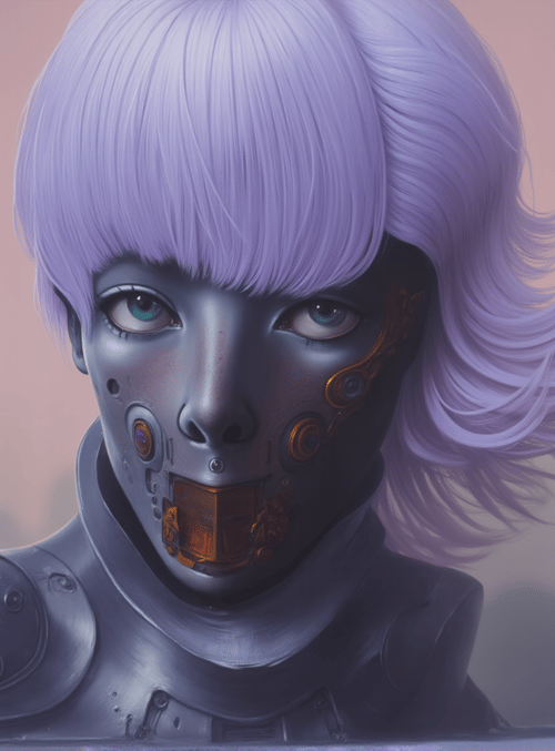 cyborg, robot, person, mechanical, humanoid, goggles, armor, hair, face, portrait