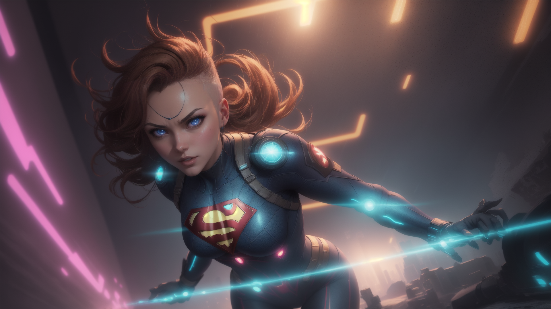 AI generated wallpaper featuring superhero, female, kryptonian