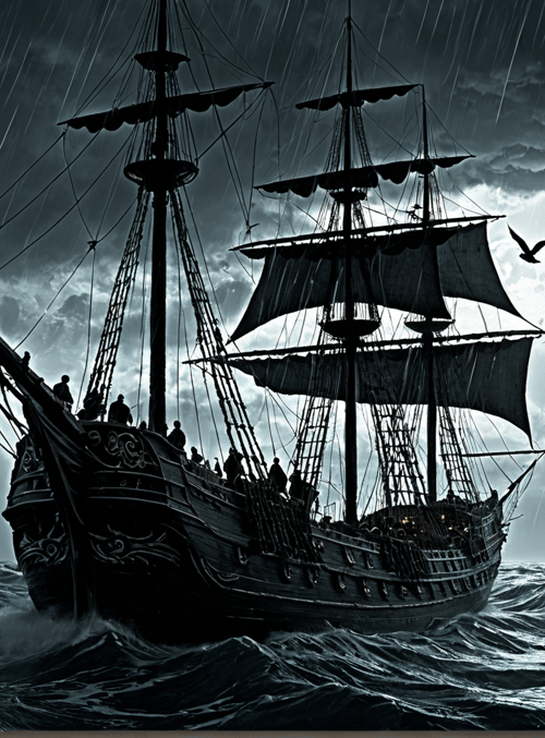 ship, galleon, seagulls