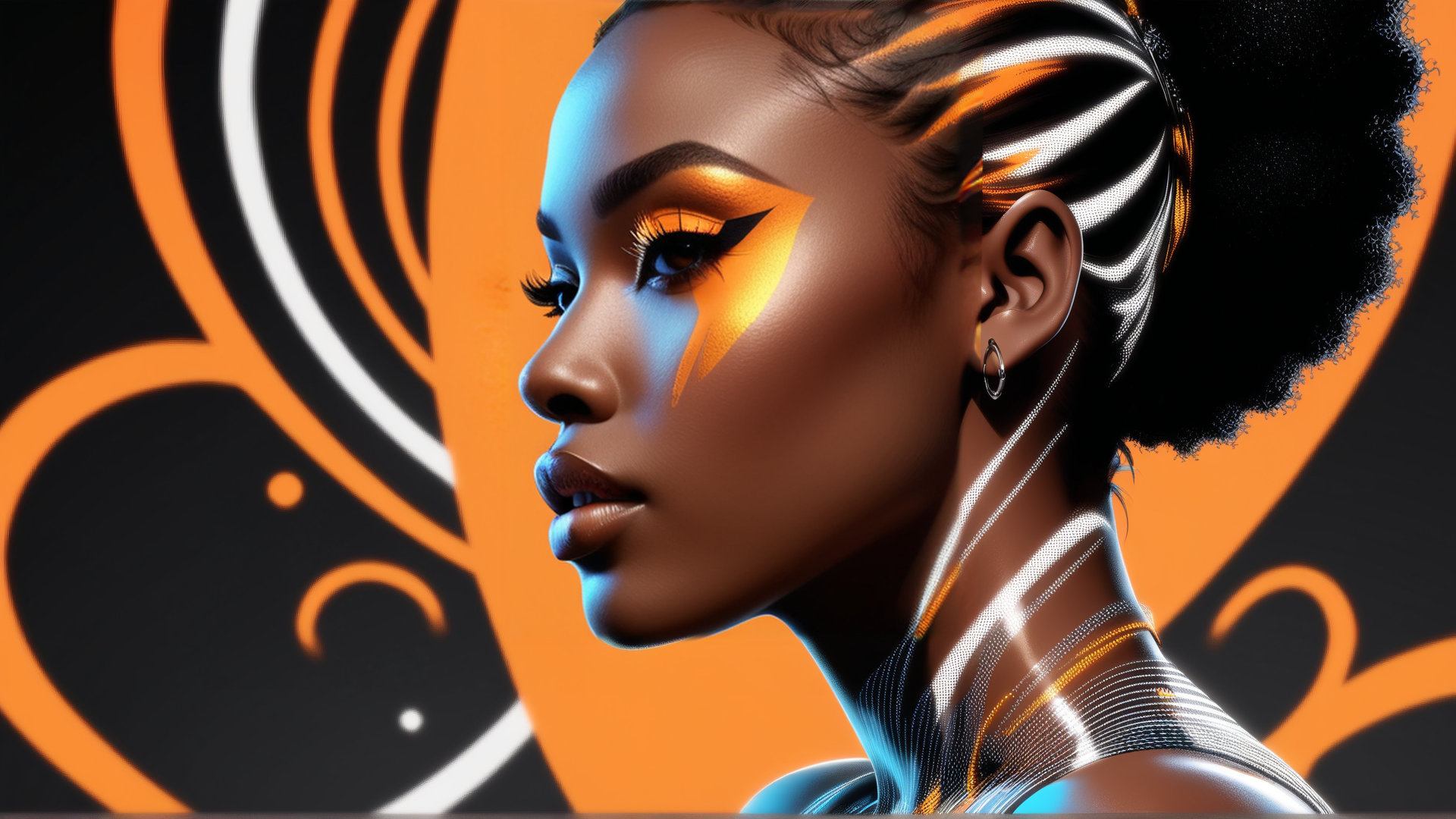 AI generated wallpaper featuring woman, face, hair