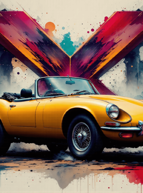 car, convertible, painting, splash, v