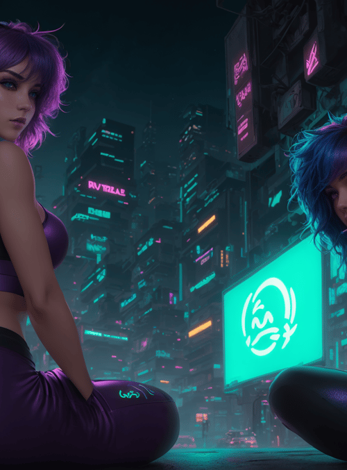 women, cyberpunk, headphones