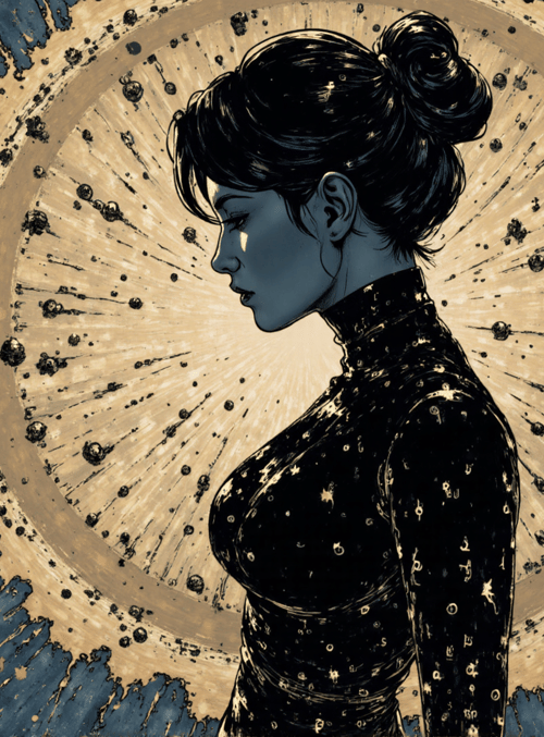 woman, solar, astronaut, celestial, silhouette