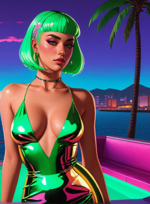 women, cyberpunk, neon