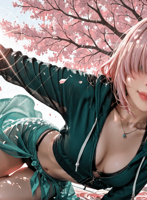 woman, cherry blossom, tree, sunset, sunset
