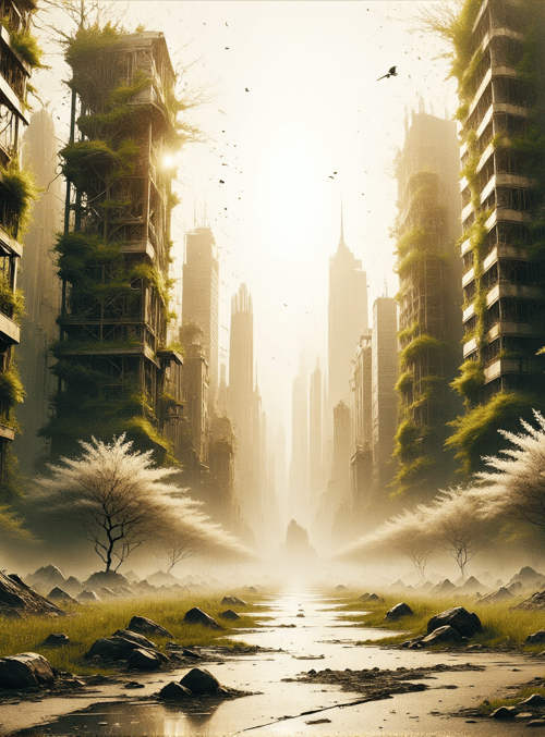 city, nature, buildings, trees, rocks