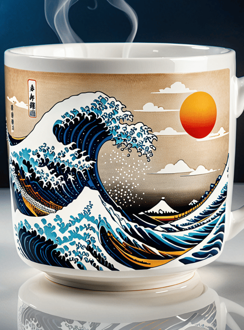 cup, wave, sun