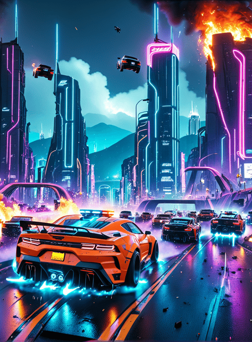 cars, cityscape, skyscrapers