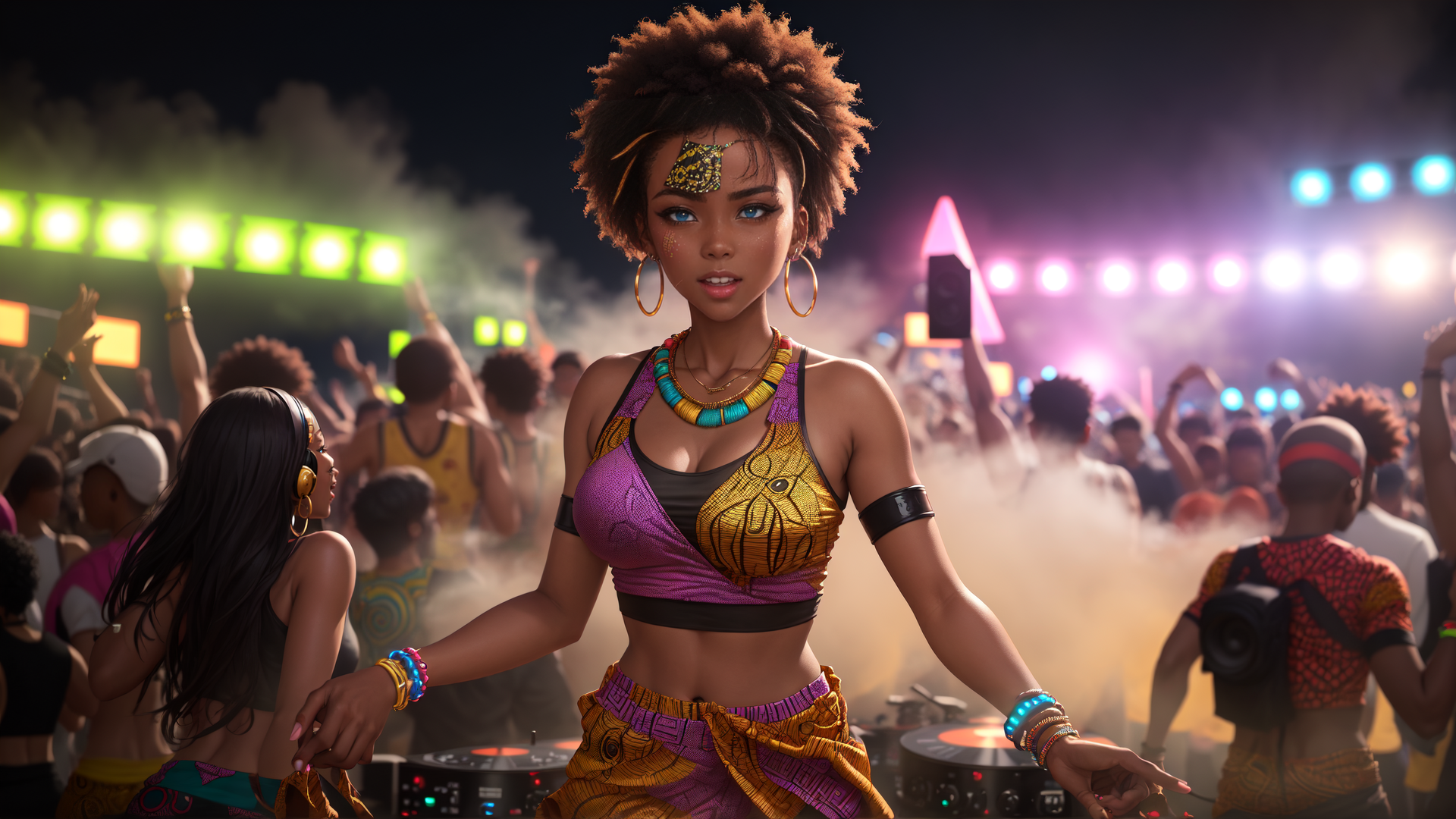 AI generated wallpaper featuring dj, crowd, festival
