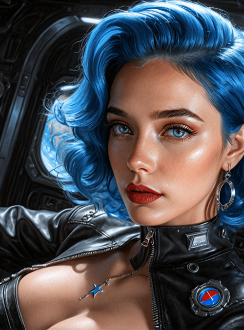 woman, spaceship, control panel, earth, hair, jacket, earring, screen