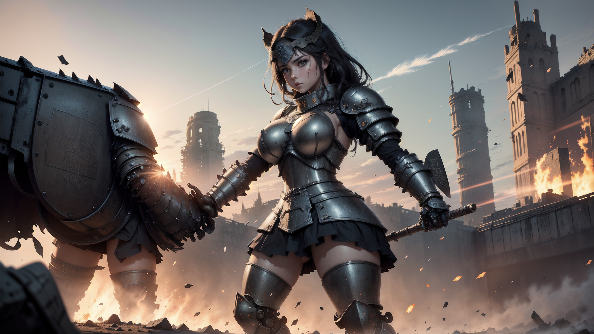 AI generated wallpaper featuring warrior, armor, soldier