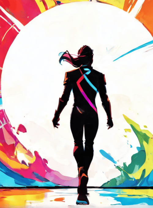 figure, silhouette, person, cityscape, abstract, painting