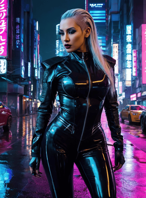 woman, cyberpunk, neon