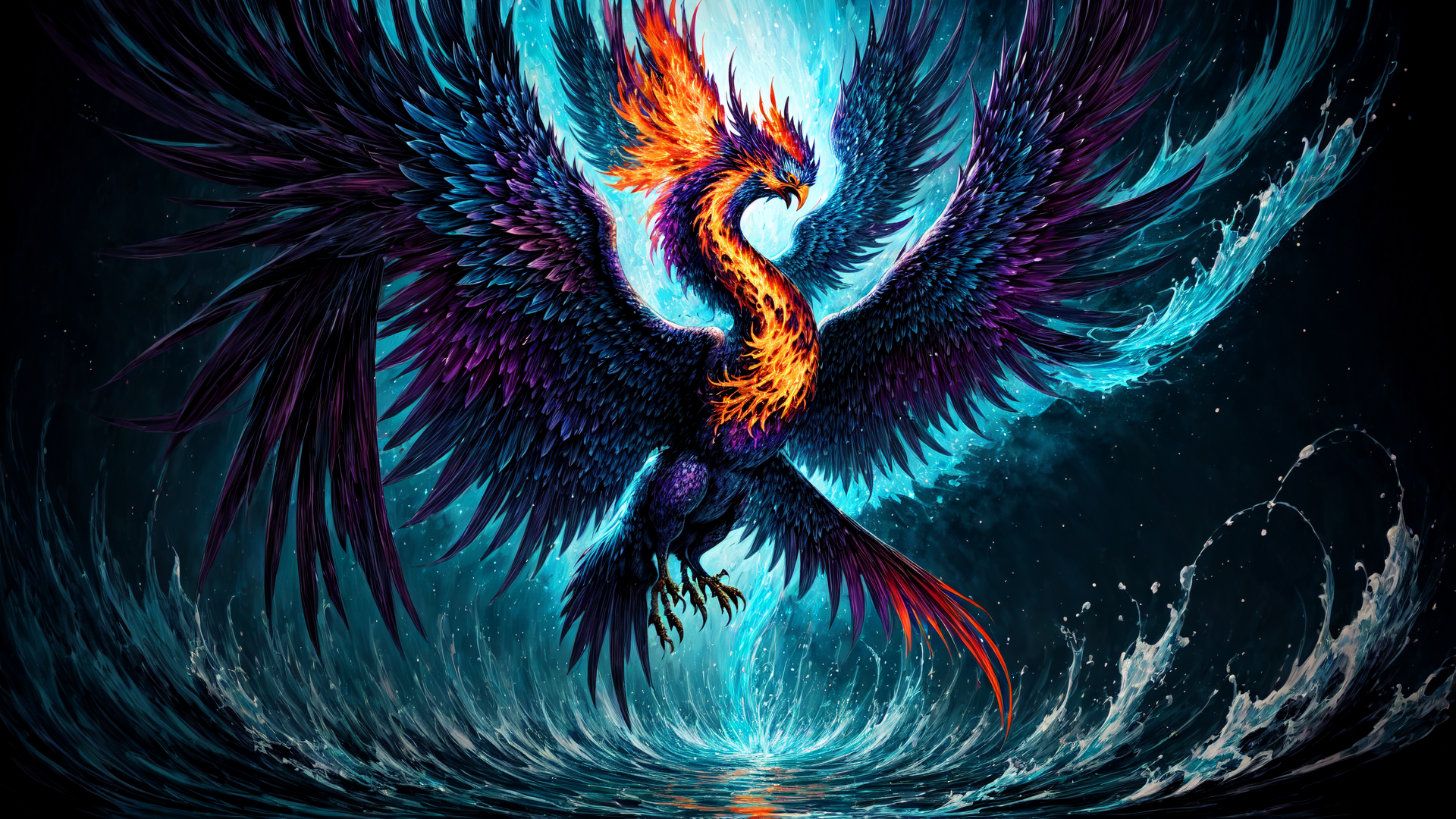 AI generated wallpaper featuring phoenix, bird, mythical