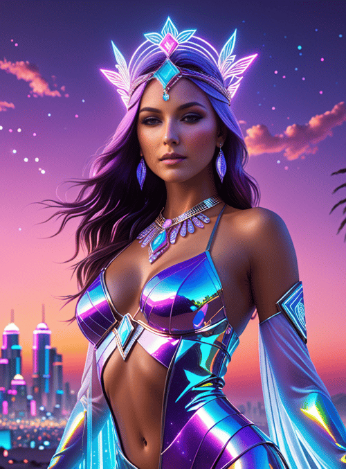 woman, cityscape, palm tree