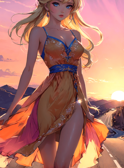 woman, dress, desert