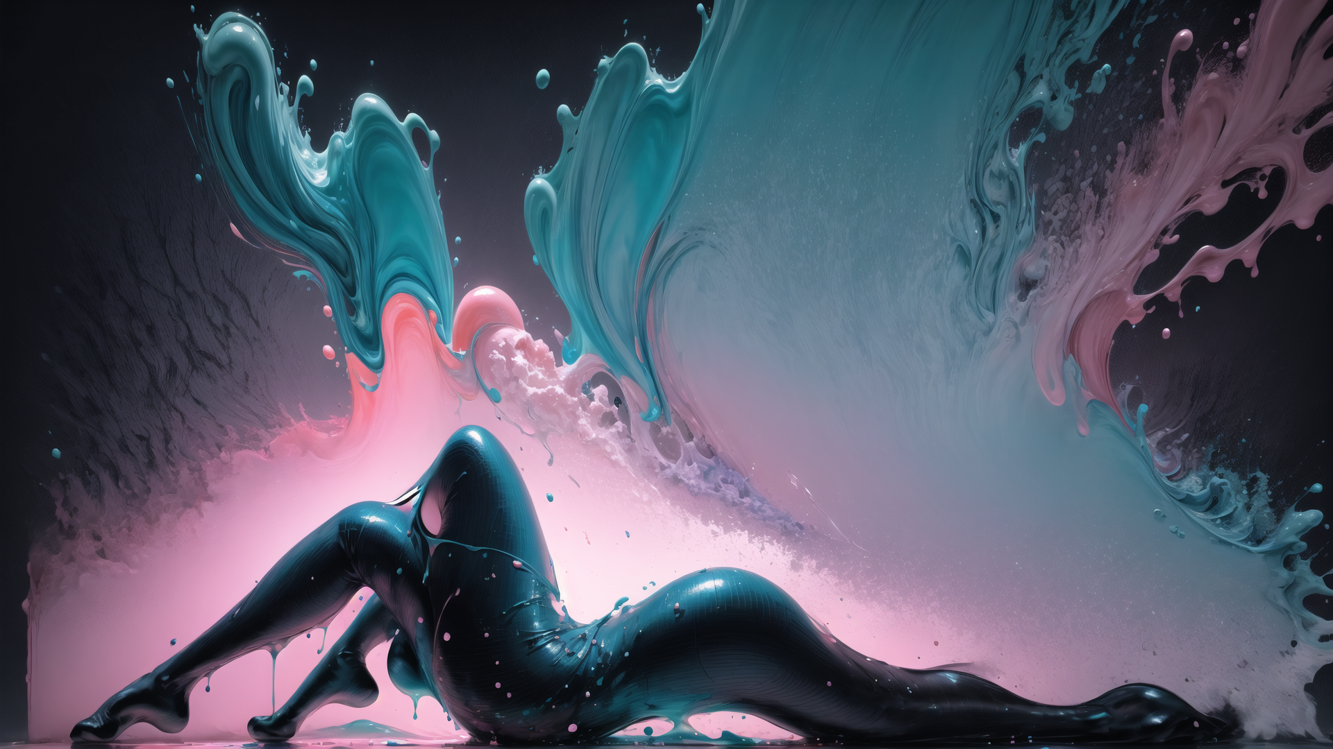 AI generated wallpaper featuring mermaid, liquid, figure