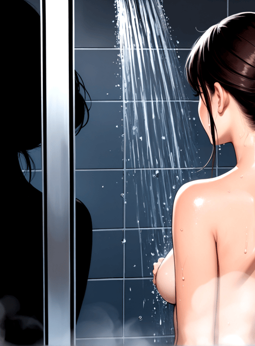 woman, shower, silhouette