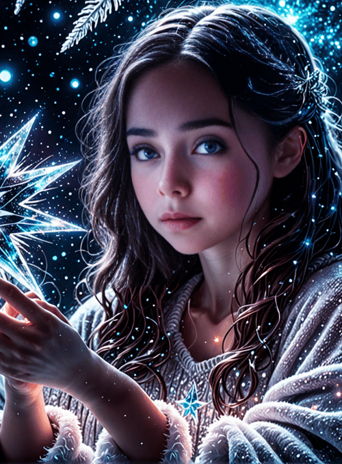 girl, star, winter