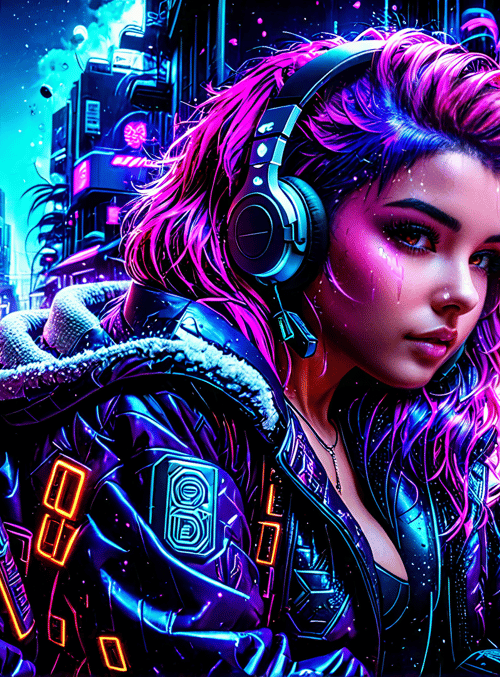woman, neon, cyberpunk