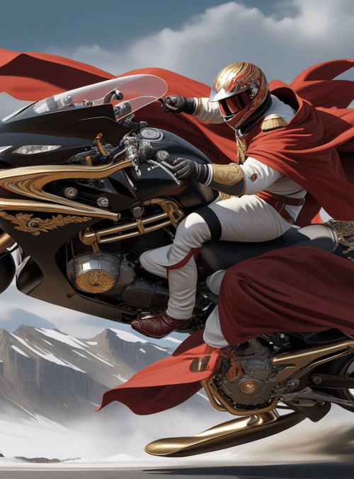 motorcyclist, motorcycle, cape
