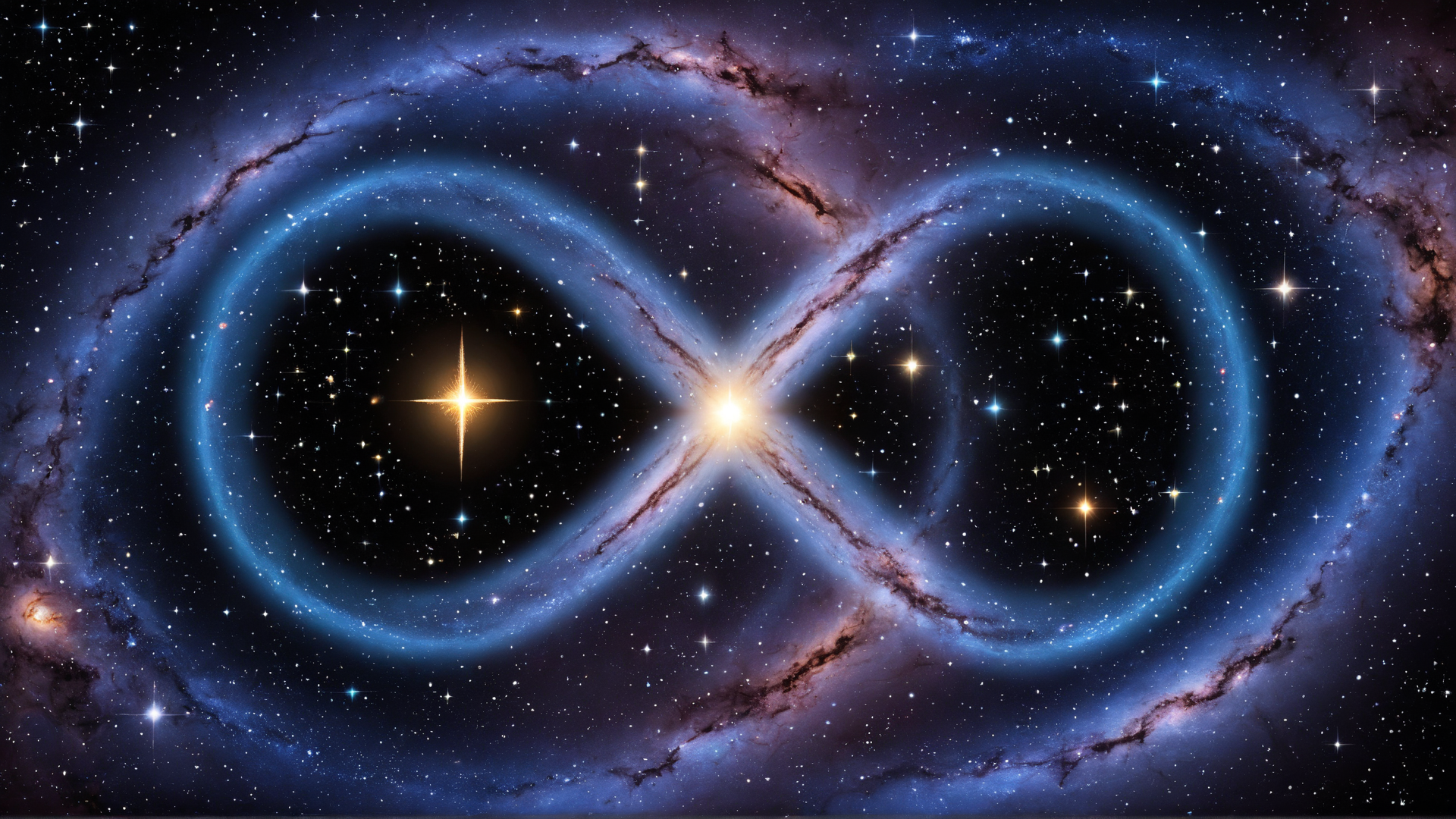 AI generated wallpaper featuring infinity symbol, galaxy, stars