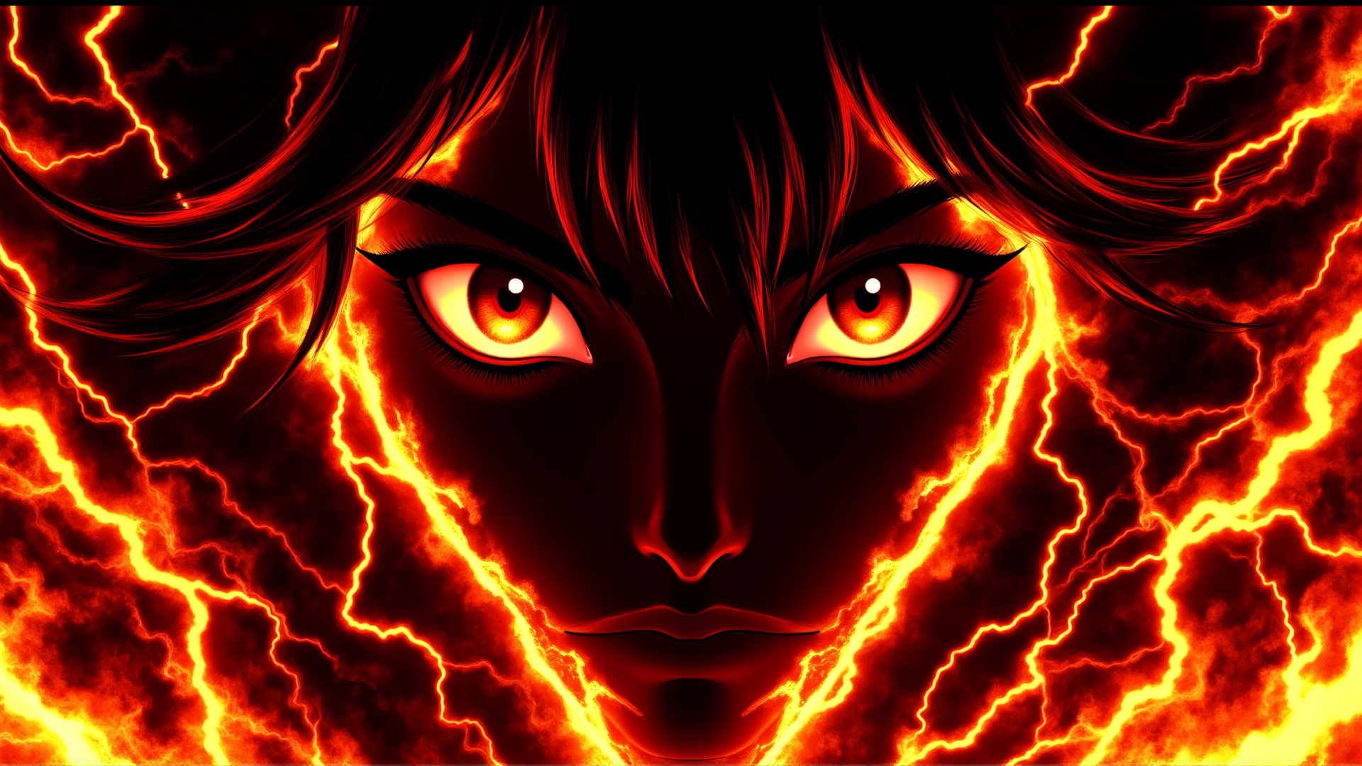 AI generated wallpaper featuring face, eyes, hair