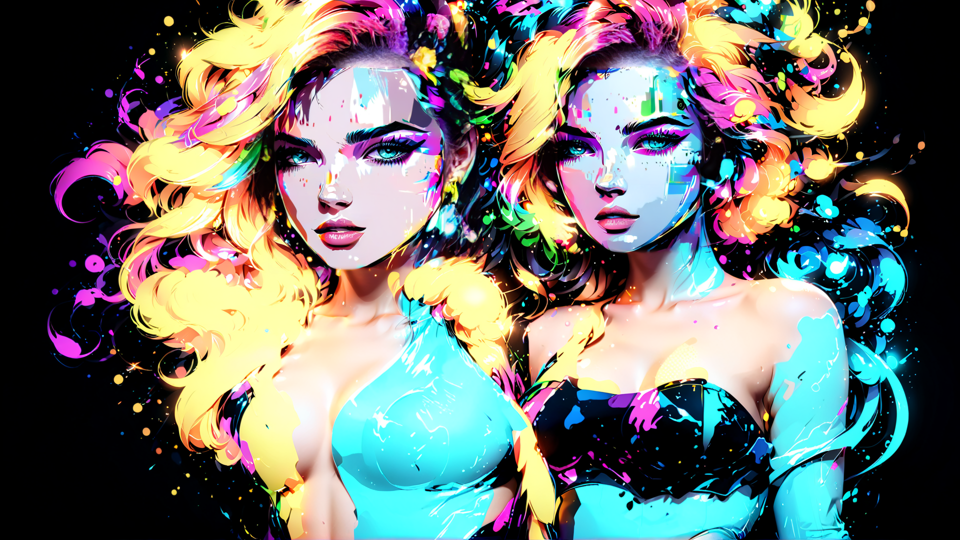AI generated wallpaper featuring women, art, characters