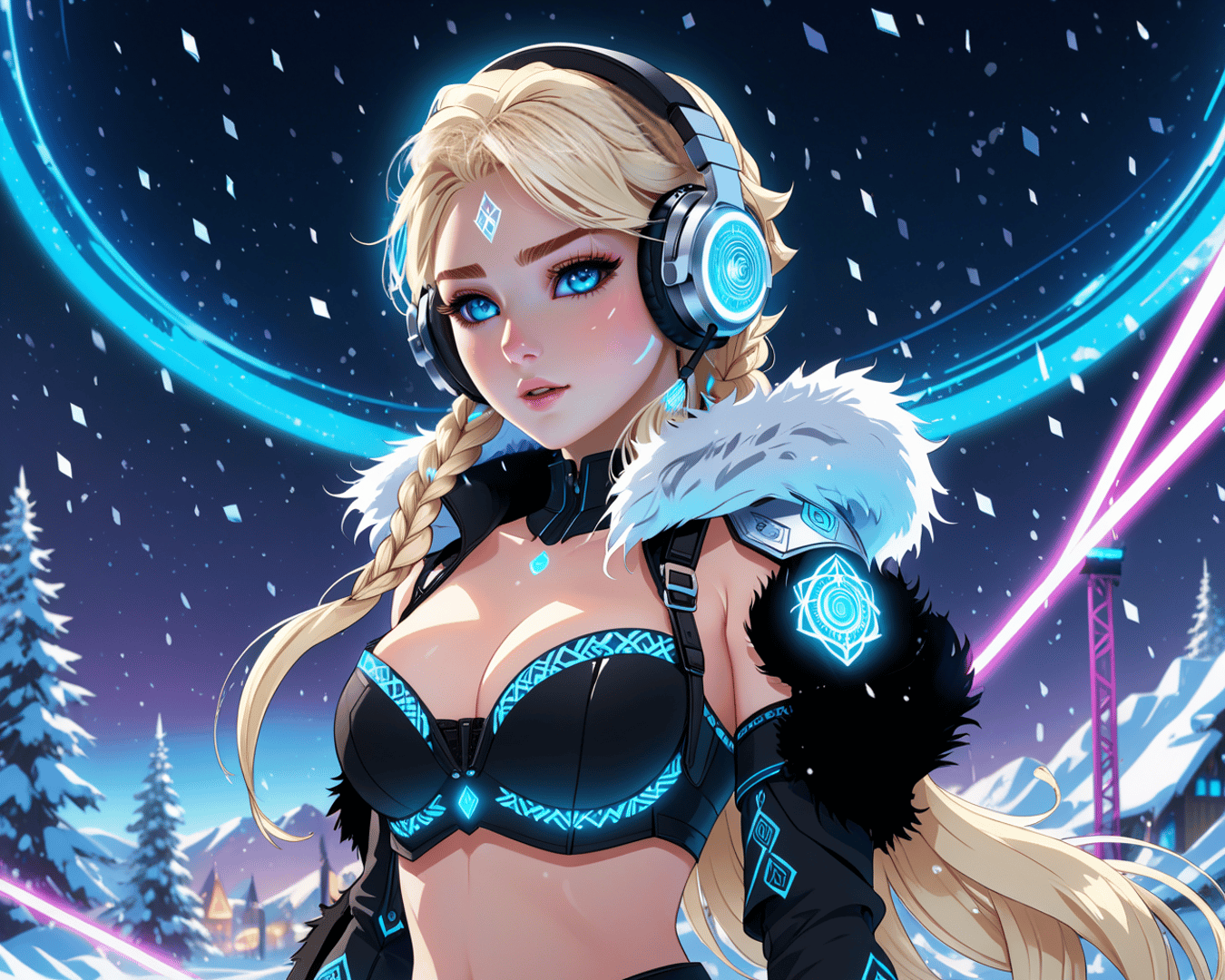 AI generated wallpaper featuring woman, fashion, headphones