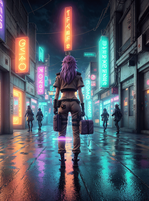 person, neon, street