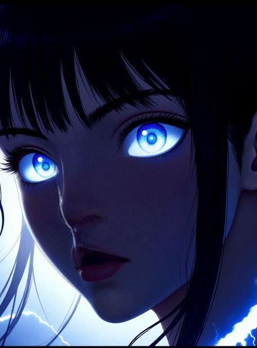 girl, lightning, anime