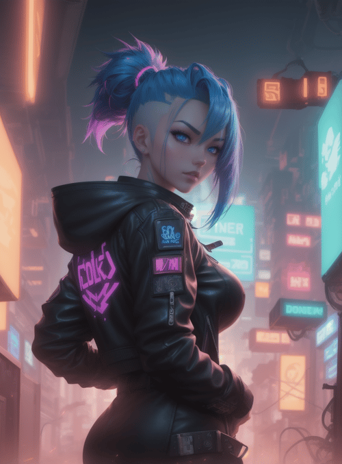 cyberpunk, woman, neon