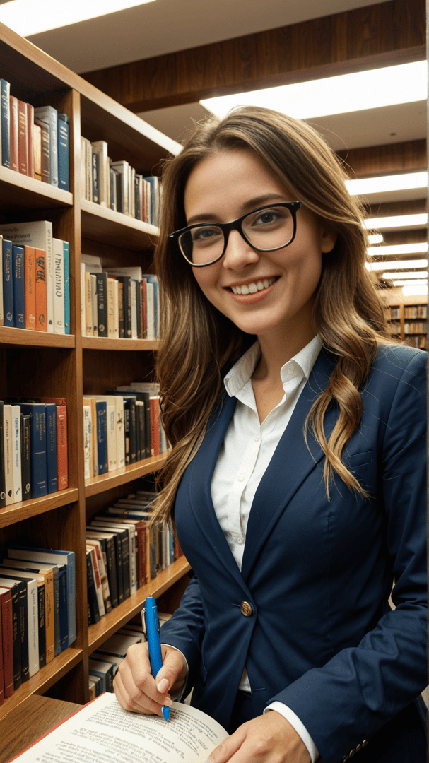 AI generated wallpaper featuring woman, book, pen