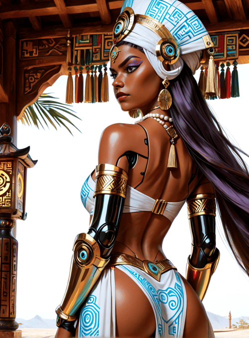 woman, goddess, cyborg, ancient, futuristic, warrior, princess, queen, aesthetic, fantasy