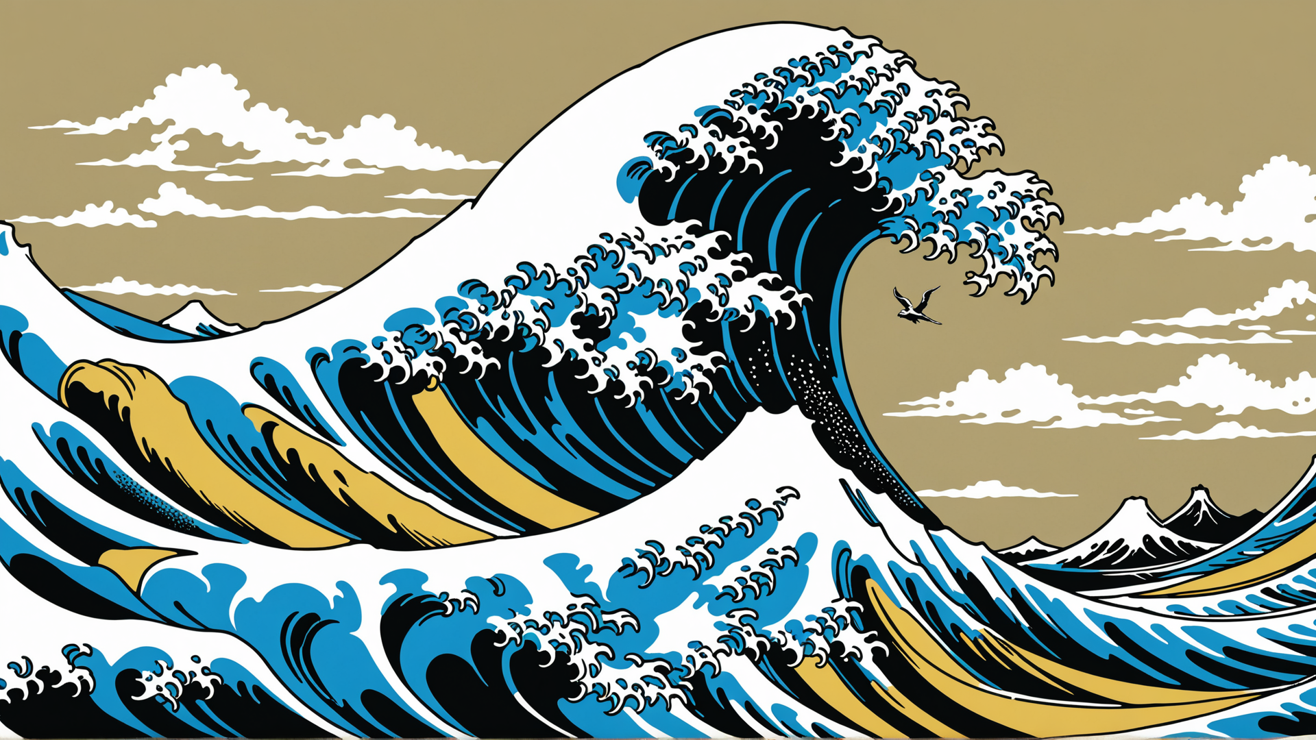 AI generated wallpaper featuring wave, sea, bird