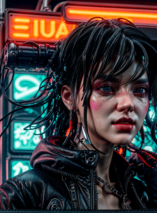cyberpunk, woman, neon