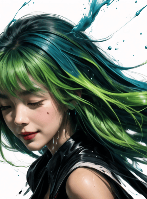 girl, hair, paint