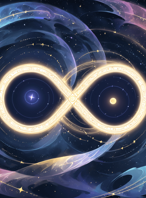 infinity symbol, galaxy, stars
