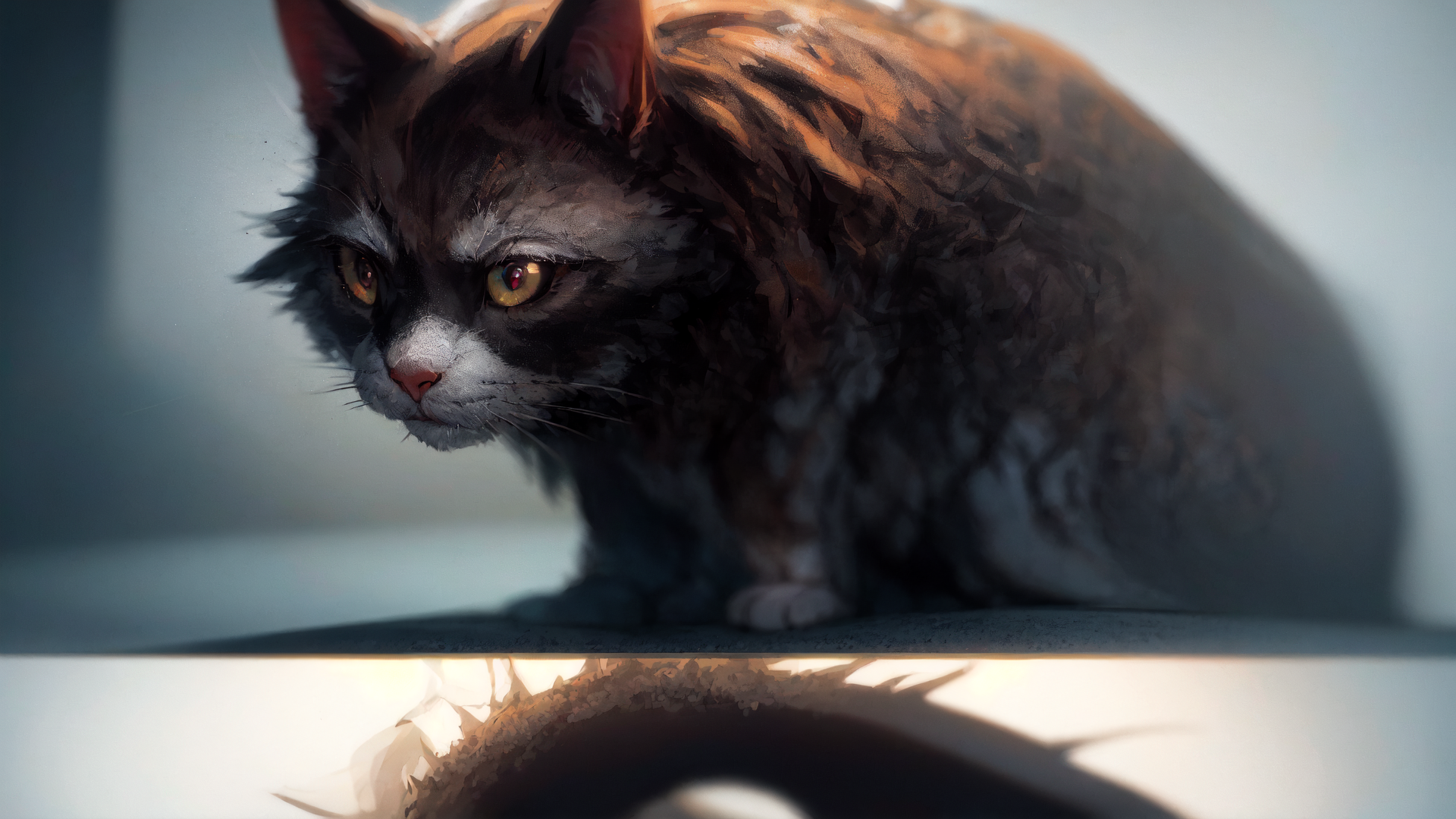 AI generated wallpaper featuring cat, feline, animal