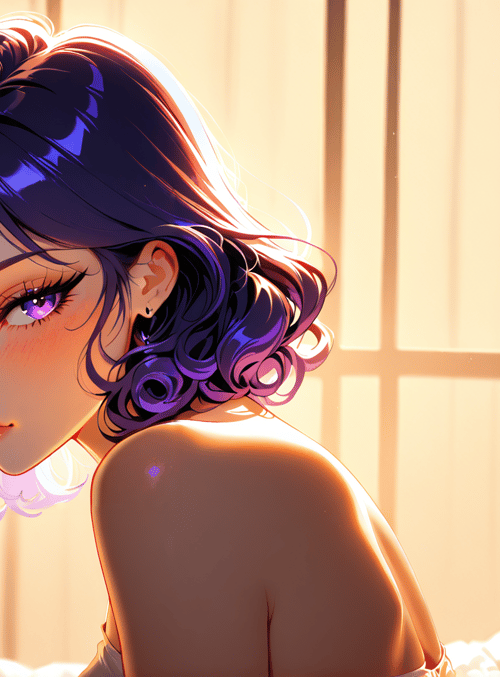 woman, hair, bed, curtains, sunlight
