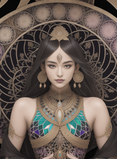 woman, ornament, pattern