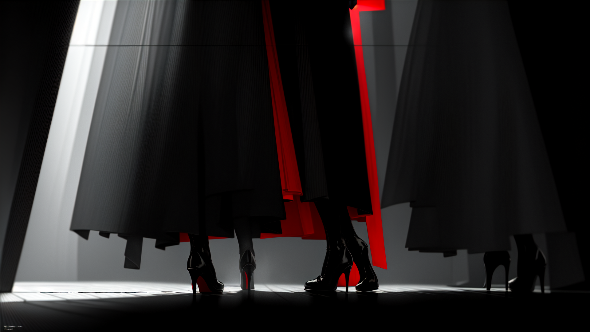 AI generated wallpaper featuring heels, dresses, silhouettes