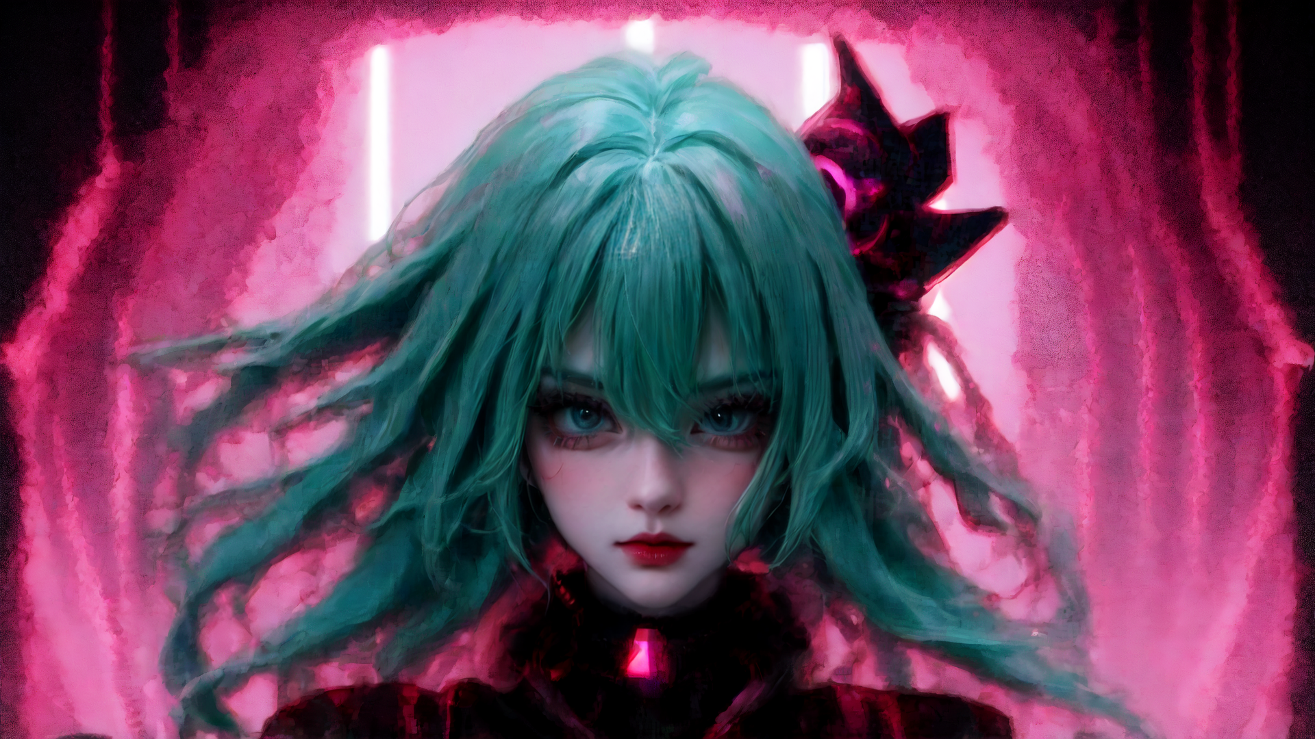 AI generated wallpaper featuring cyberpunk, anime, girl