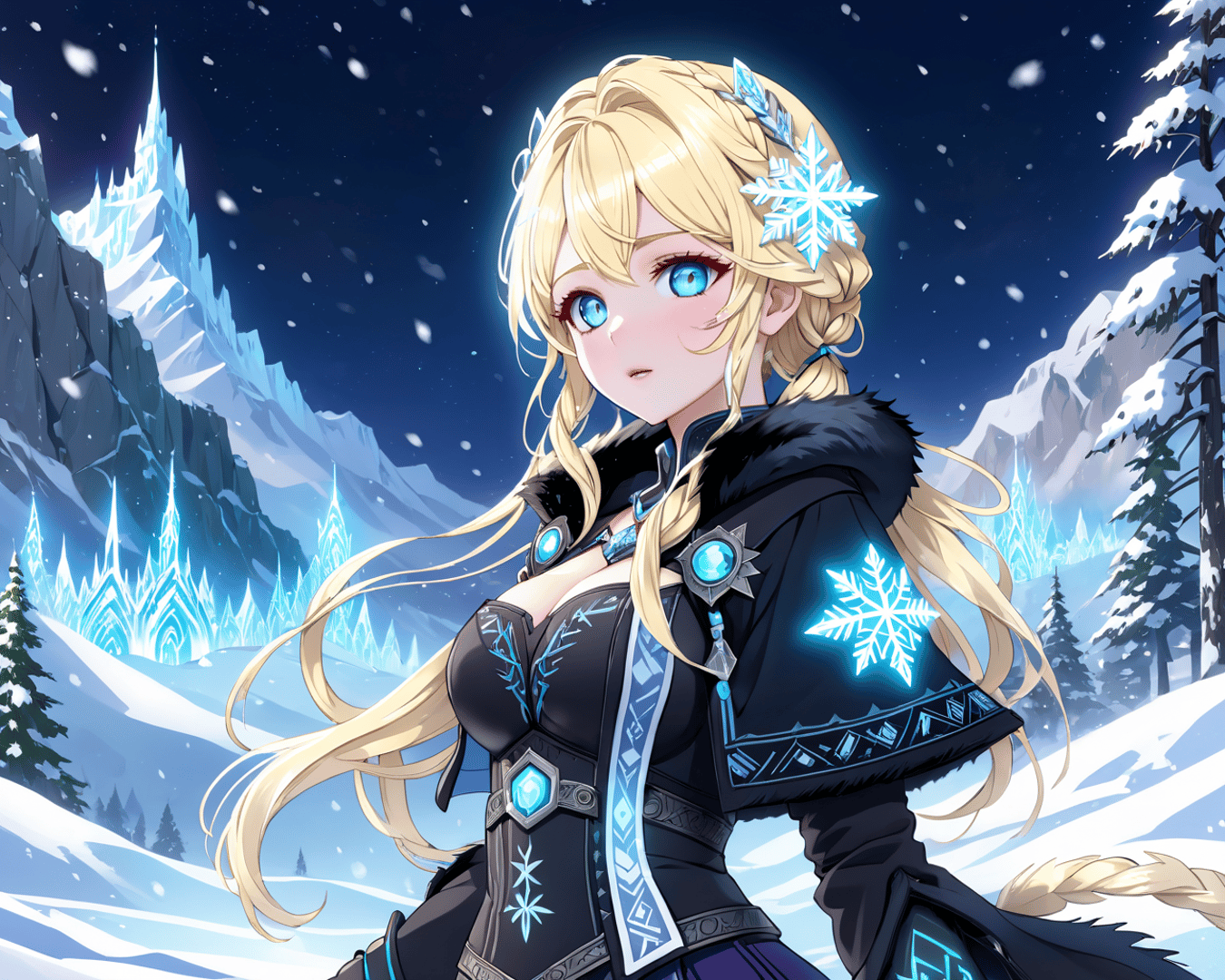 AI generated wallpaper featuring woman, fairy, ice queen
