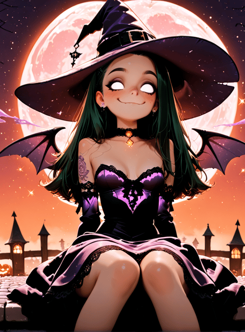 witch, pumpkin, candle, bat, moon, tree, castle, ghost, candy, dress
