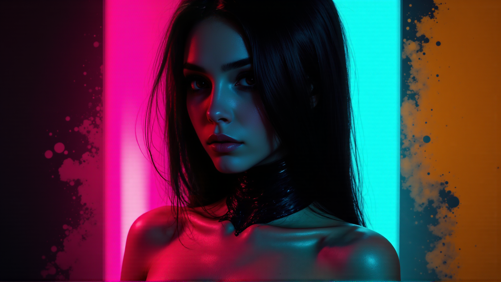 AI generated wallpaper featuring woman, necklace, portrait